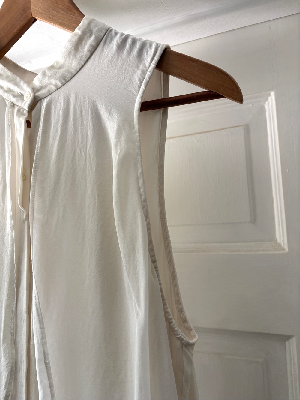 Haute Hippie Sleeveless Silk Tunic Blouse Off White High Low Size L - Picture 7 of 13